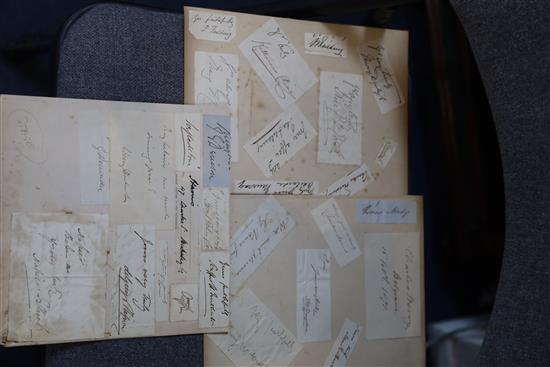 A large collection of miscellaneous autographs on piece, including Air Commodore Archie Winskill,